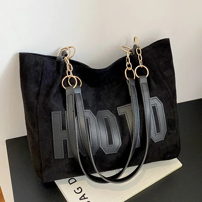 Letters Tote Canvas Campus Handbag Bolsa