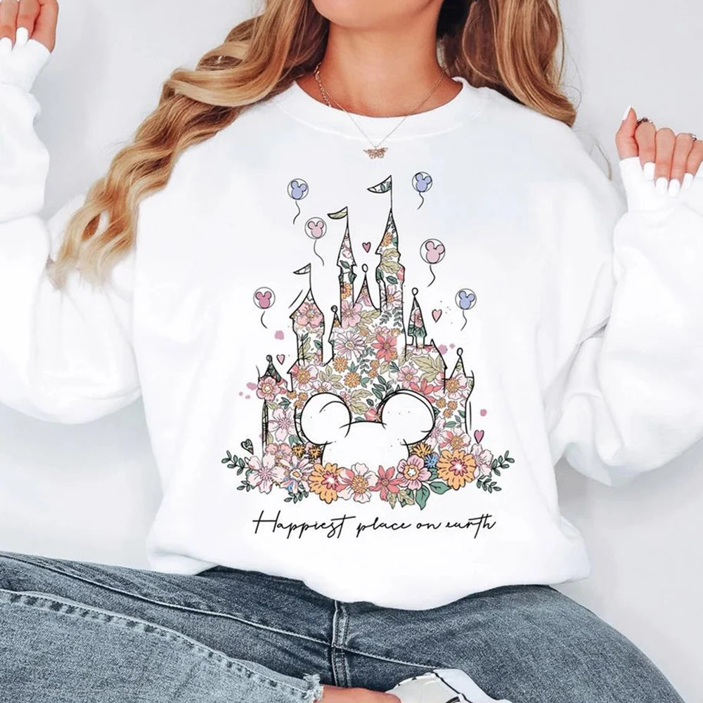 Floral Castle Vintage Castle Hoodie Happiest Place on Earth Pullover