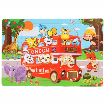 30 Pieces Wooden Jigsaw Puzzle Kids Cartoon Animal Puzzles Toys