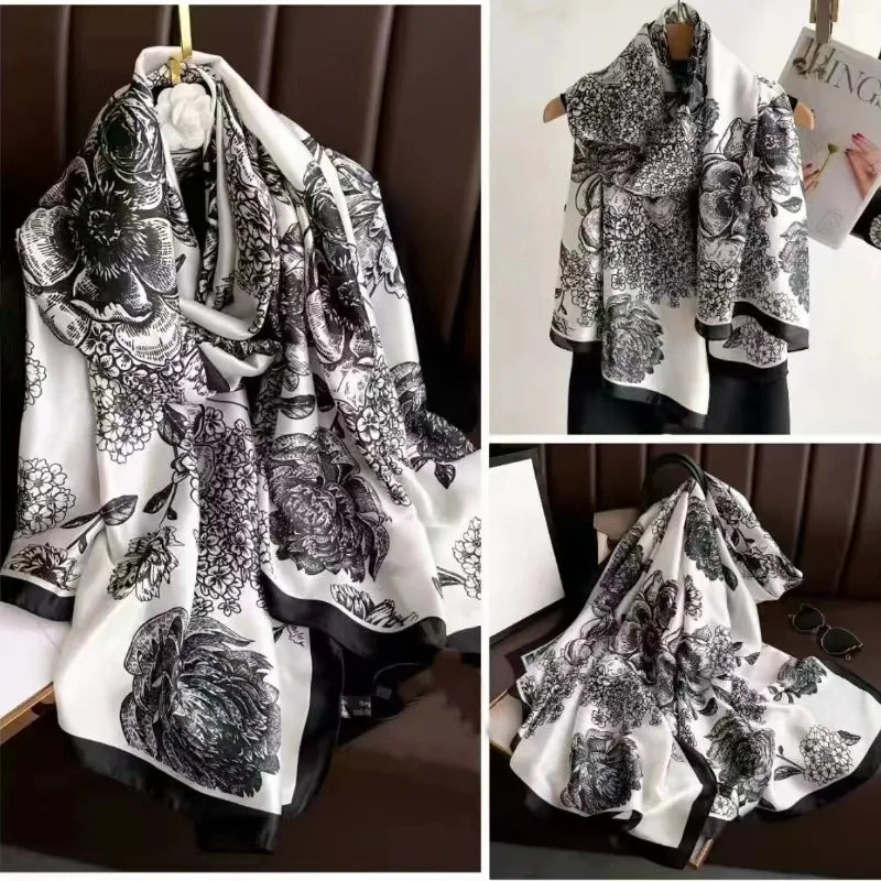 180*90cm Luxury Classic Sun Protection Silk Scarves Silk Shawl