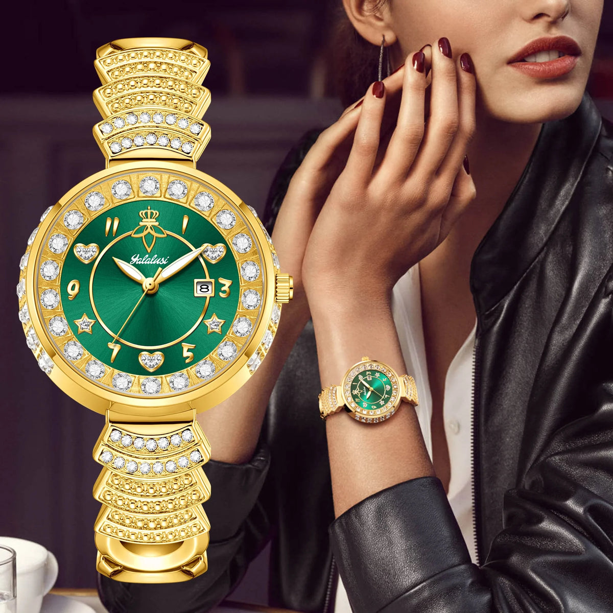 Affordable Luxury with Diamond-Set Dial Water-Resistant Quartz Watch