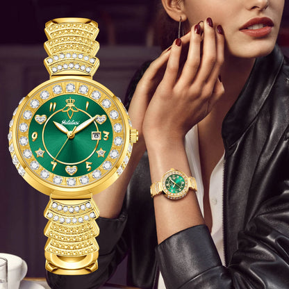 Affordable Luxury with Diamond-Set Dial Water-Resistant Quartz Watch