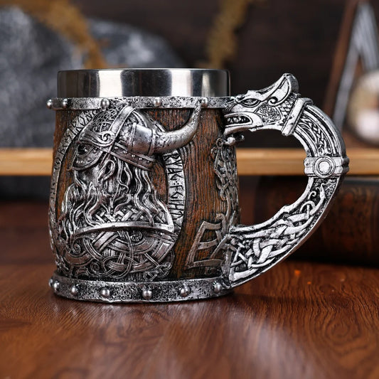 Viking Stainless Steel Nordic Barrel Dragon Boat Beer Mug