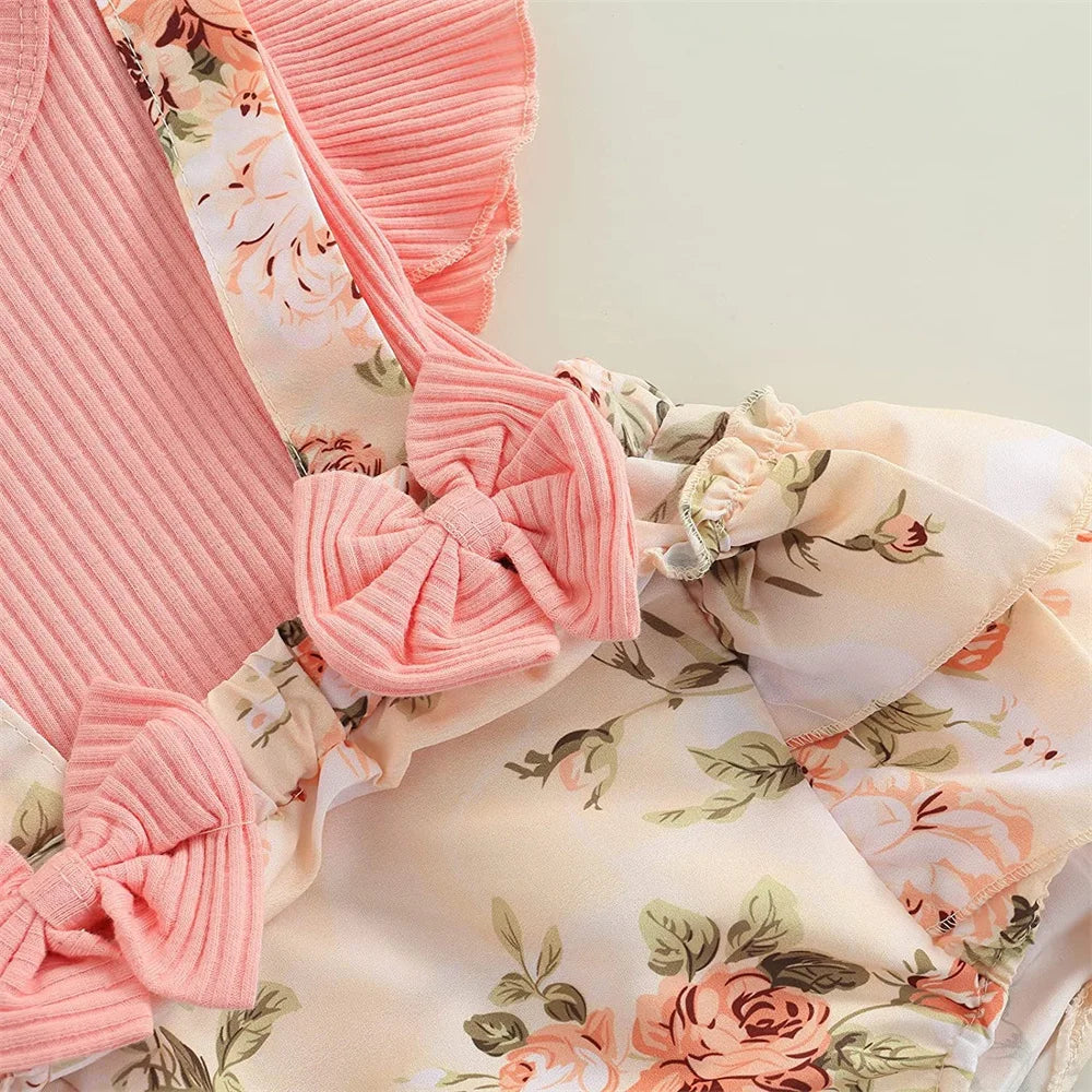 0-18 Months Cotton Ruffle Sleeve Butterfly Floral Dress