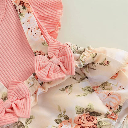 0-18 Months Cotton Ruffle Sleeve Butterfly Floral Dress