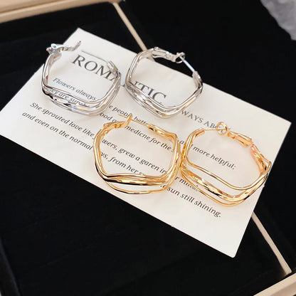 Multi-layer Twisted Metalic Hoop Earrings