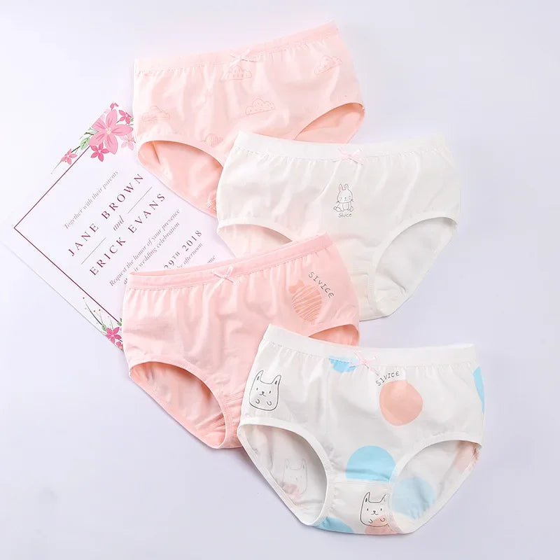 4 Pcs/Lot Girls Underwear Soft Cotton Panties Triangle Shorts