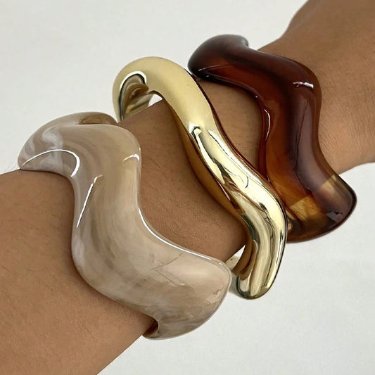 3Pcs Irregular Wavy Cuff Bangle Set