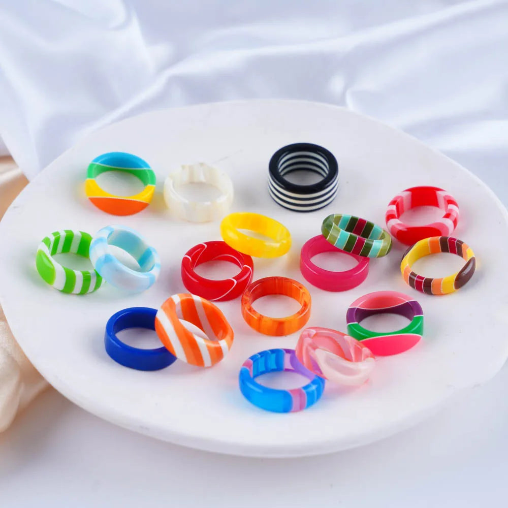 20Pcs/Lot Colorful Resin Acrylic Rings