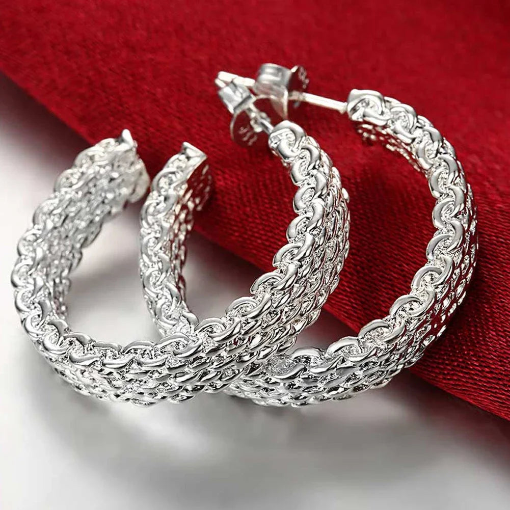 925 Sterling Silver Round Circle Hoop Earrings
