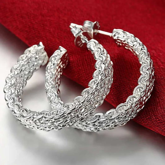 925 Sterling Silver Round Circle Hoop Earrings