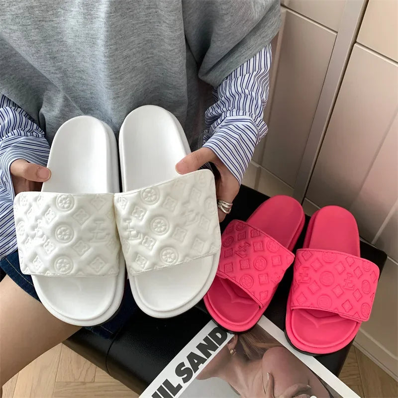 Magic Sticker Flat Luxury Slippers