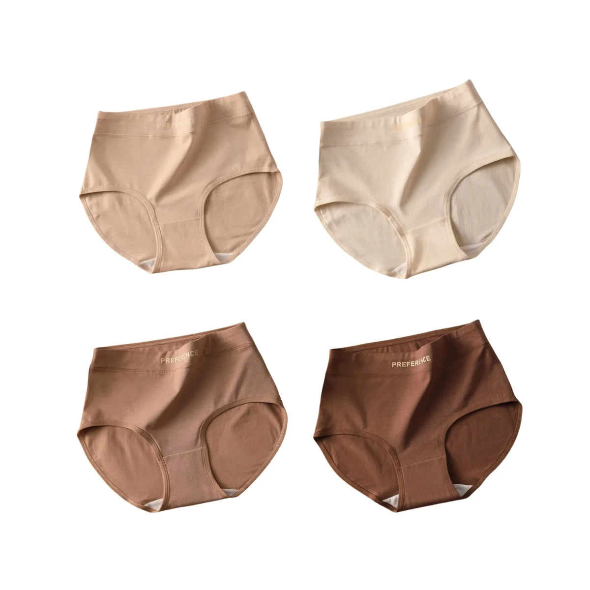 4Pcs/Set High-Waist Cotton Plus Size Lingerie