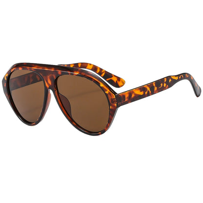 Retro Oversized Pilot Oval Multi Color Lens Sun Glasses