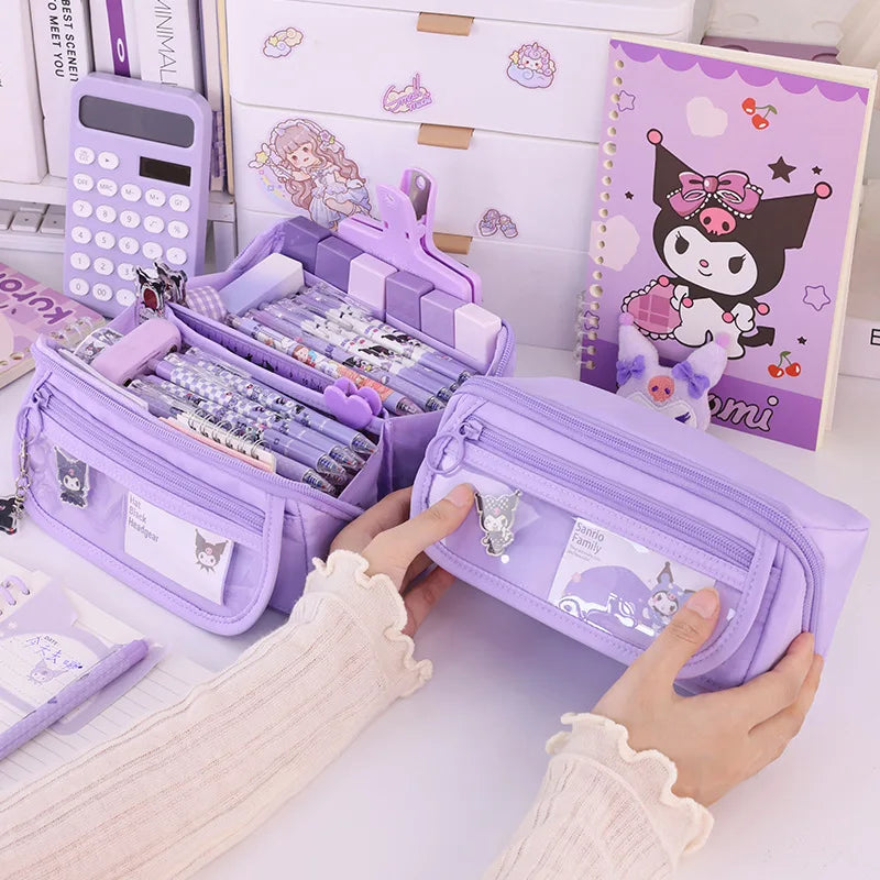 Large Capacity Pencil Case with Zipper Portable Stationery Bag