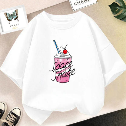 Cute Strawberry Milk Shake Cartoon T-shirt