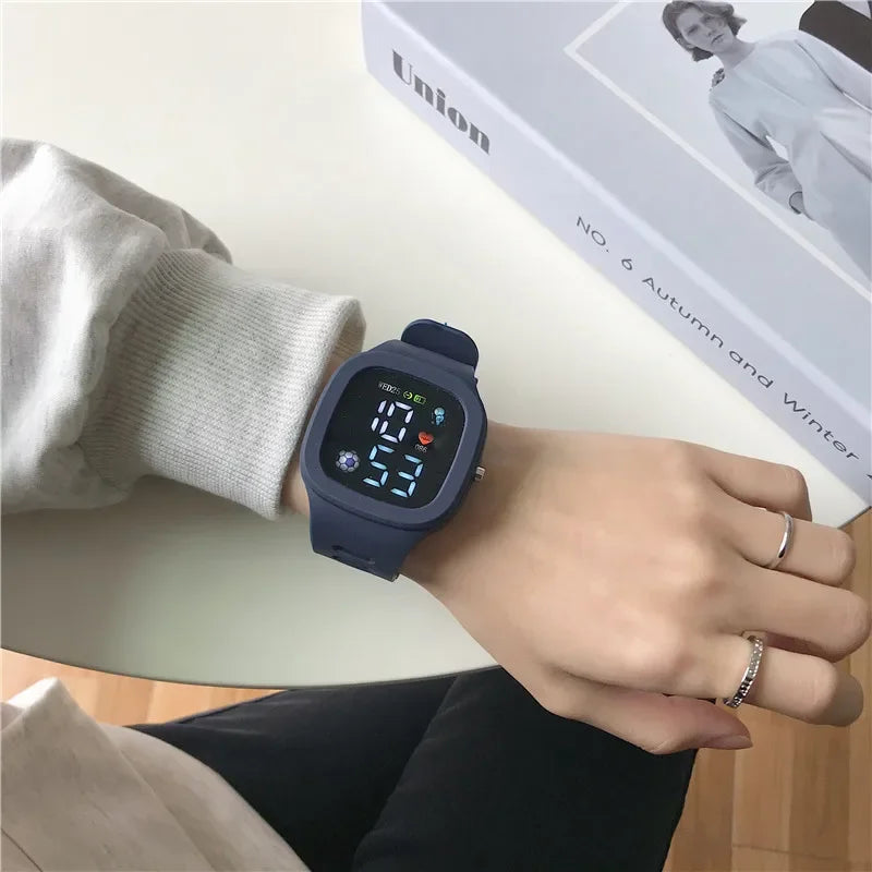 Electronic LED Digital Watch Casual Big Dial Silicone Watch Sports