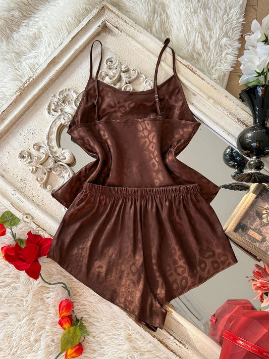 Leopard Elegant Sleepwear Round Neck Pajama Sets