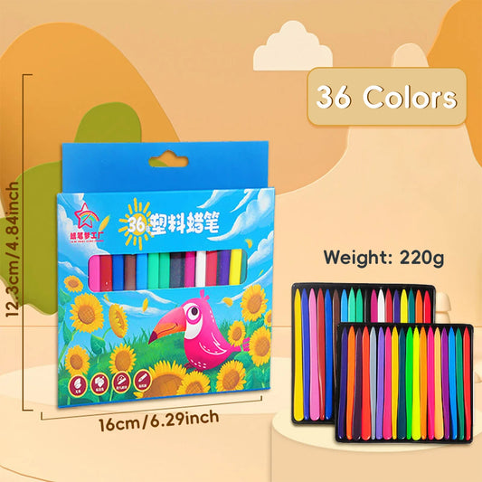 12-36 Color Washable Crayons Non-Toxic Erasable Triangular Drawing Coloring Gifts