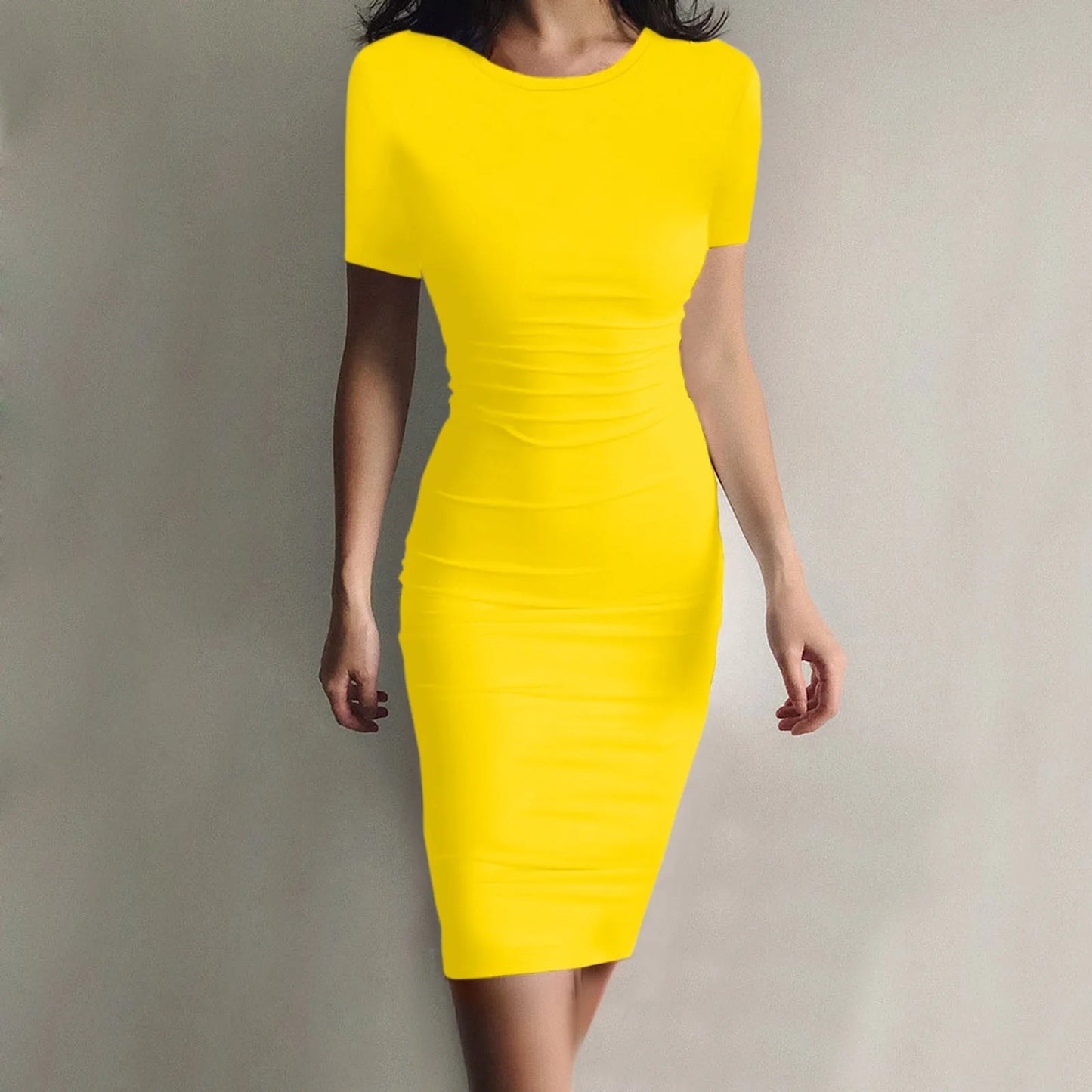 High Stretch Tank Short Sleeve Casual Slim Long Dress