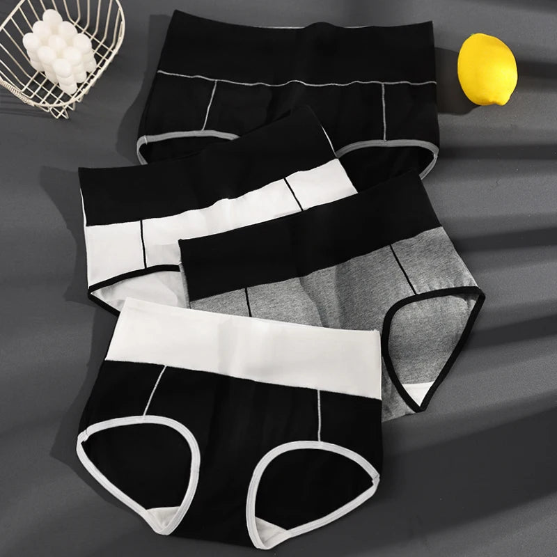 4PCS High Waist Cotton Underpants Plus Size Lingerie