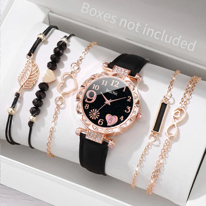 6PCS/Set Heart Dial Watch Set