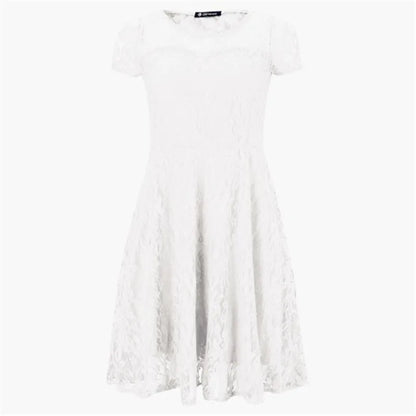 Sexy Floral Lace Round Neck Short Sleeve Vintage Slim Dress