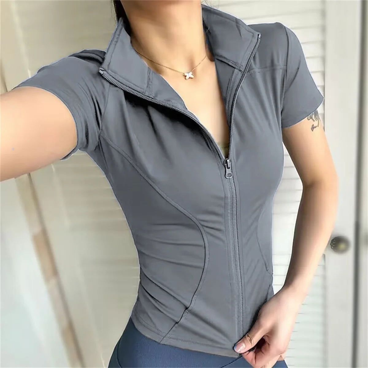 Slim Sports Coat Short Sleeve Tops