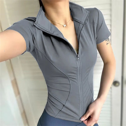 Slim Sports Coat Short Sleeve Tops