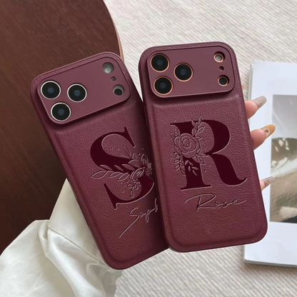 Initial Custom Big Letter with Flowers iPhone Case
