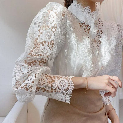 Lace Blouse Korean Button Loose Blouses