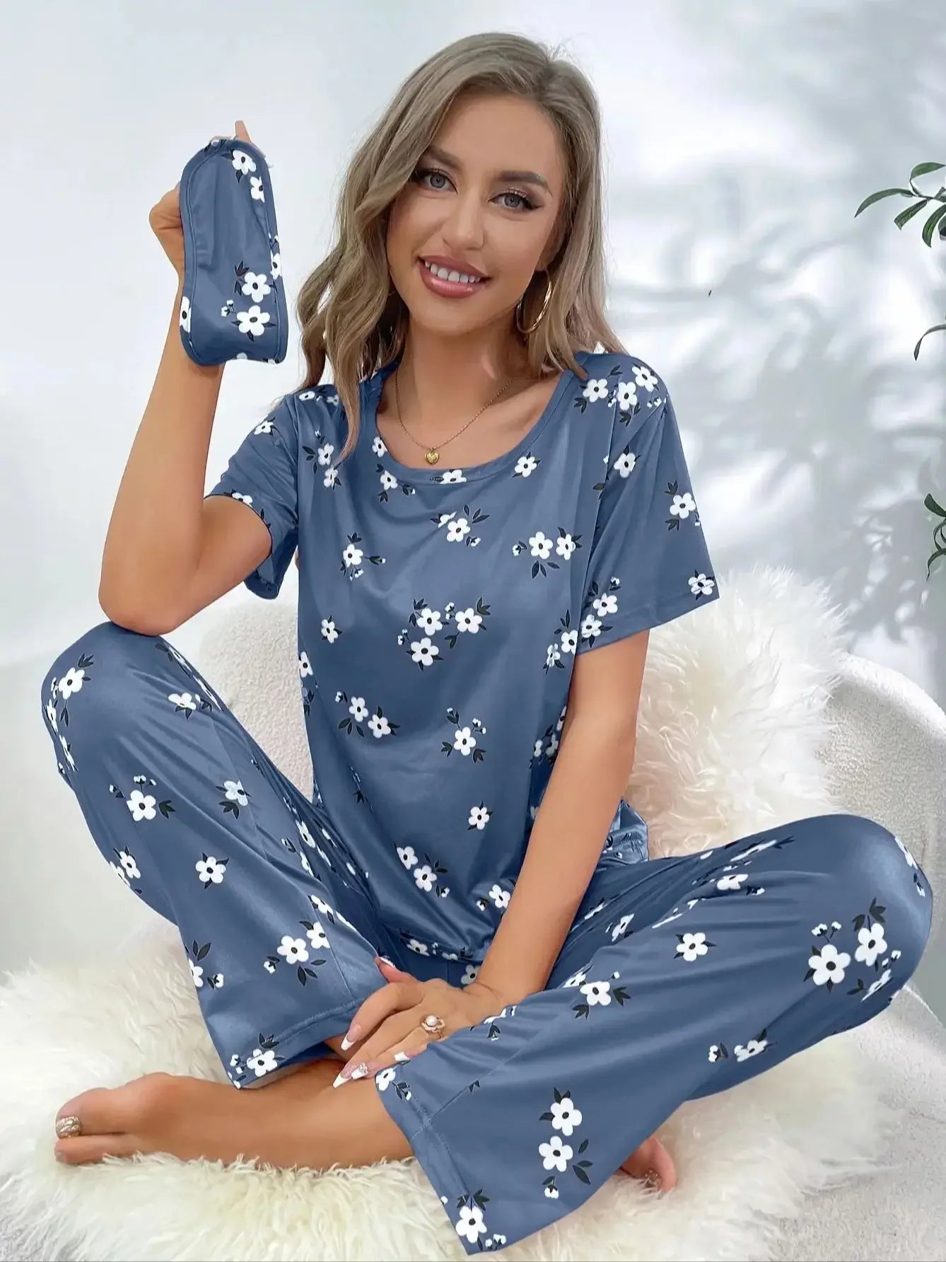 Short sleeve love pattern casual pyjamas
