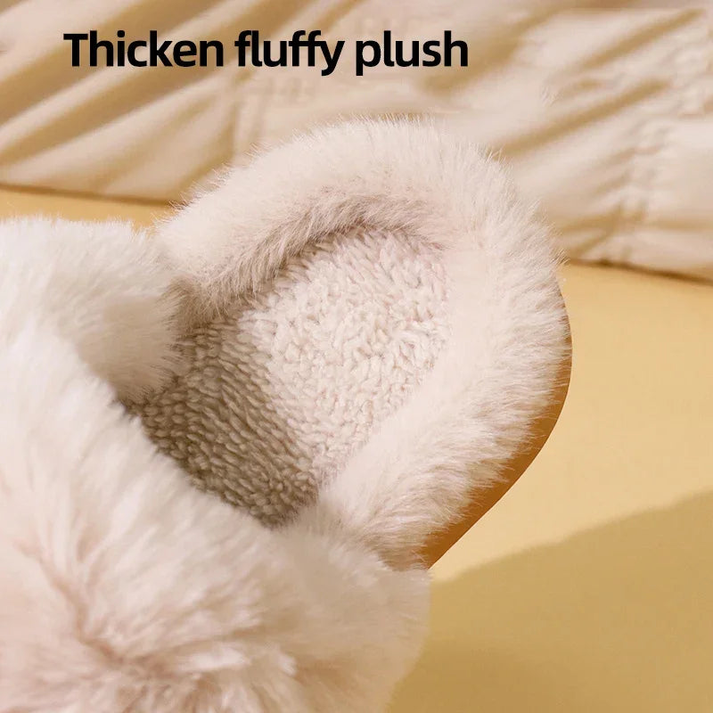 Fluffy Thick Sole Non Slip Faux Fur Slippers