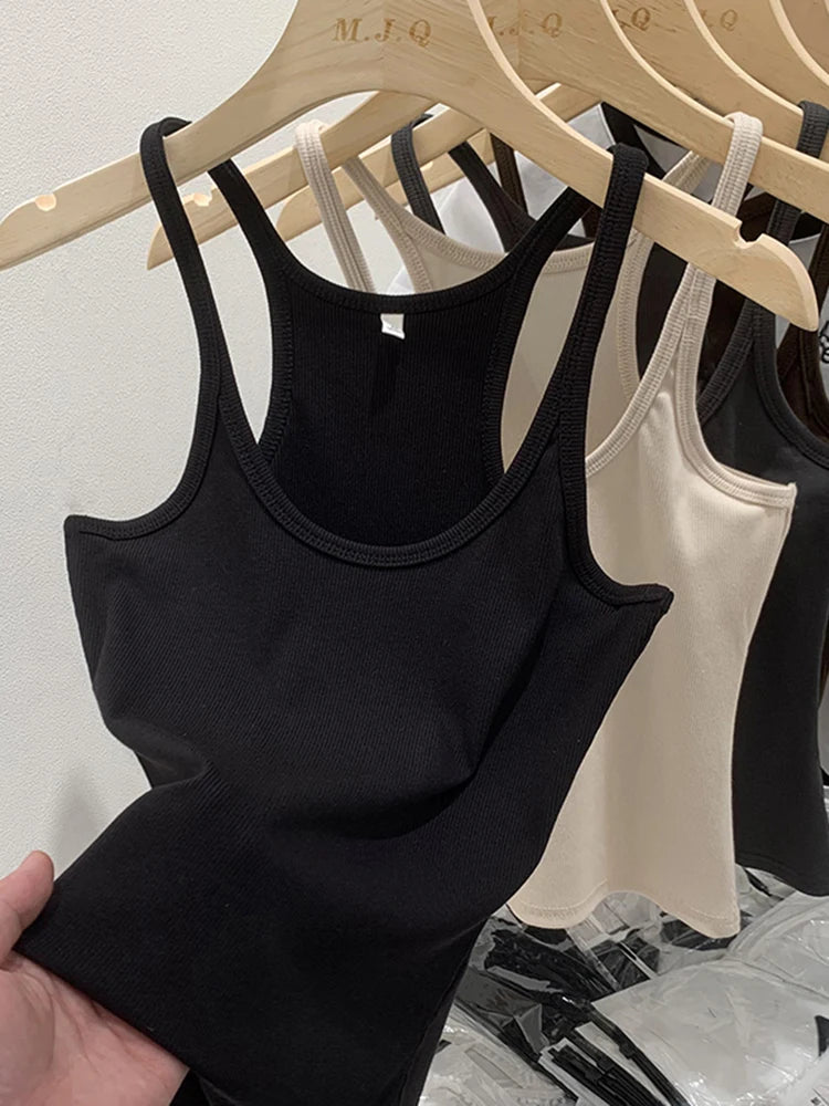 Ribbed Sleeveless Camis  Blouse