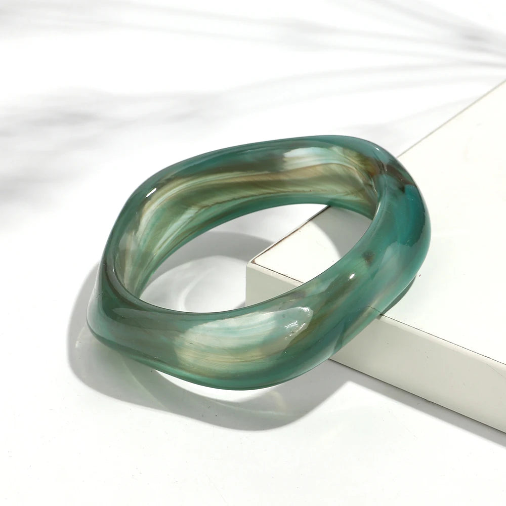 Vintage Acrylic Cuff Irregular Geometric Wide Bangles Bracelets