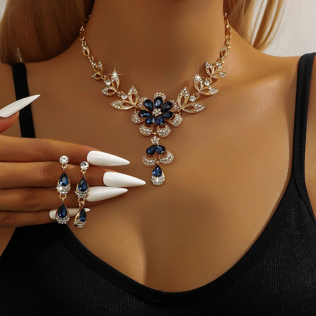 Flower Necklace Jewelry Set