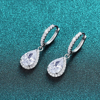 925 Sterling Silver Drop Zirconia Crystal Earrings