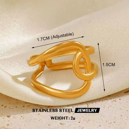 Gold Stainless Steel Heart Metal Hollow Waterproof Rings