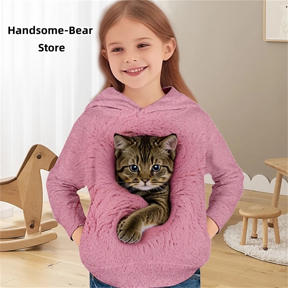 Cat 3D Print Spring Casual Sweatshirts Hoodies