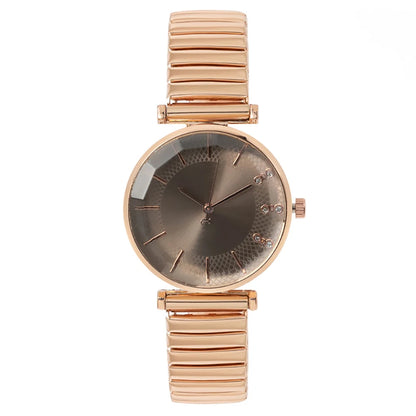 Luxury Treasure Blue Crystal Quartz Casual Stainless Steel Stretch Strap Watch