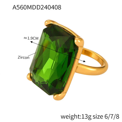 Glamour Shiny Big Zircon Stainless Steel Rings