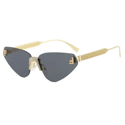 Sexy rimless retro punk metal sunglasses