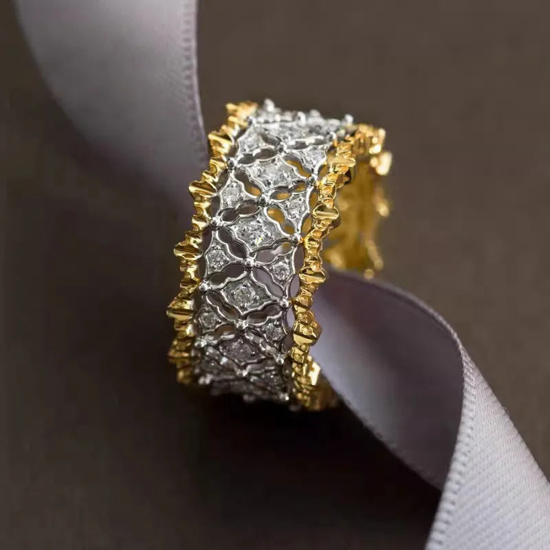 925 Sterling Silver Two Tone Luxury Rings