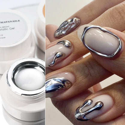 Metallic Painting Gel Chrome Gold Silver Mirror Effect Nail Polish