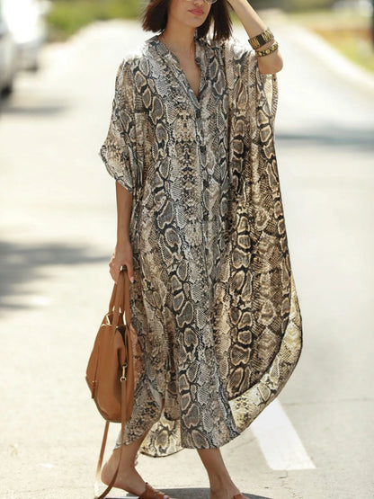 Bohemian Print Beach Cover-Up Kaftan Robe