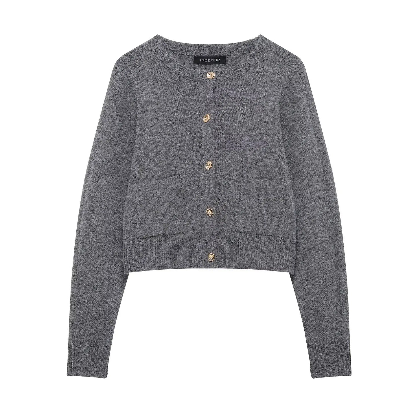 Falda mini ajustada de punto de manga larga con cuello redondo