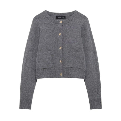 Falda mini ajustada de punto de manga larga con cuello redondo