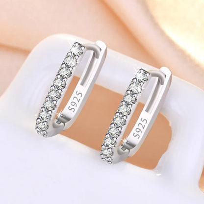 925 Sterling Silver Zircon Buckle Earrings