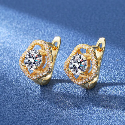 925 Silver Needle Princess Crystal Square Zircon Drop Earrings