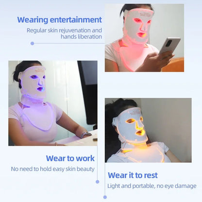 Silicone Face LED Mask SPA 4 Color Red Light Therapy Infrar Flexible Therapy Anti Aging Rejuvenation Repair Brighten Skin Tone